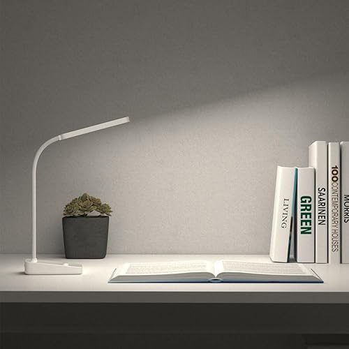 Miniatura 5 de Fancial Lámpara de escritorio LED, luz de escritorio, soporte de escritorio, blanco, alimentado por USB, luz blanca diurna, soporte para teléfono