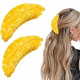 KuuGuu 2 PCS Banana Hair Claw Clips Stylish Banana Hair Clip Anti-slip Fruit Barrettes Cute Cellulose Acetate Hair Accessories for Women Girls School Daily Birthday Party Hairstyle Decoration