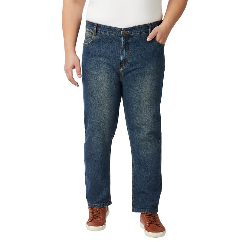 Image of Zush Men's Regular Fit Dark Blue Color Mid Rise Plus Size Stretchable Jeans