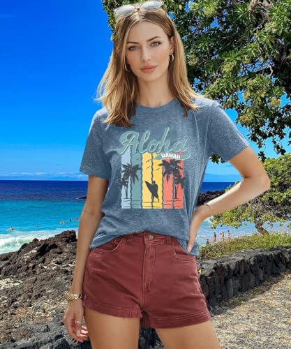 Image of Vacay Mode T Shirts for Women Summer Beach Hawaii Vacation Short Sleeve Tops Holiday Cruise Getaway T Shirts
