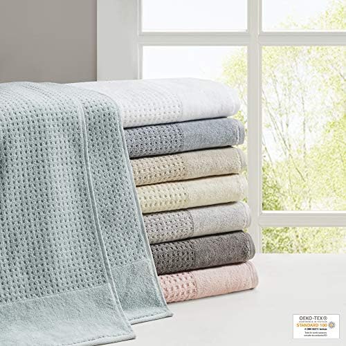 Madison Park Spa Waffle 100% Cotton Luxurious Towel Set, Premium Texture Waffle Weave, Highly Absorbent, Quick Dry, Hotel & Spa Quality Wash Clothes for Bathroom, Assorted Sizes, Charcoal 6 Piece - Thumbnail 2
