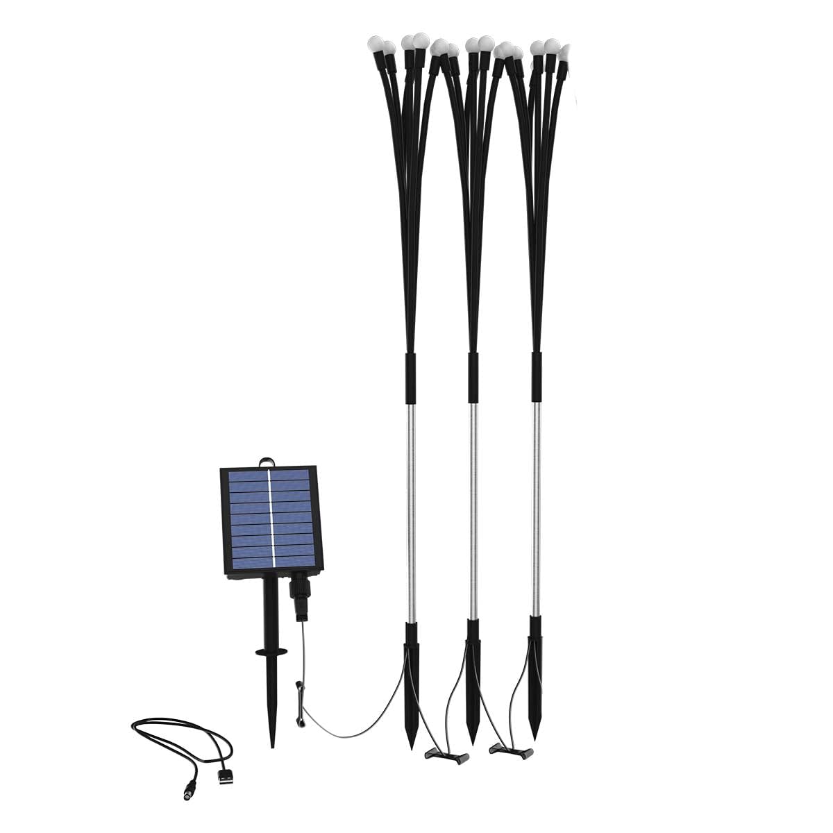 LYRA FAMILY X3 H70 cm - Set di 18 torce solari con pannello solare scaricato LED bianco caldo