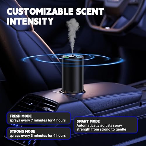 Image of Smart Car Air Freshener, Car Air Freshener Diffuser with Two-Color Star Projector and 80ml Perfume, 3 Mode Adjustable Automatic Aroma Diffuser with Auto On /Off & Atmosphere Light