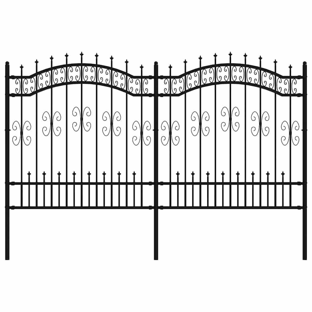 Garden Fence Kampen with Spear Top Black 240x125 cm Steel Decorative Security Boundary Panel for Outdoor Yard and Property Protection Powder Coated