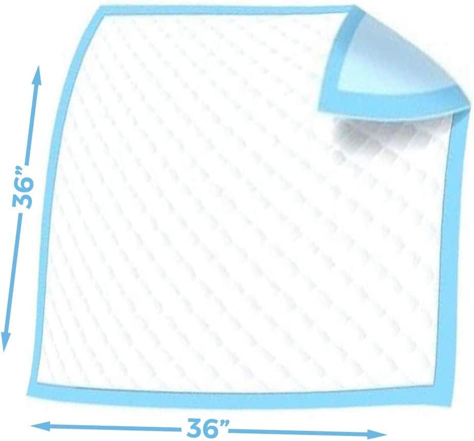 Heavy Absorbency Disposable Underpads - Multi-Layered-Ultra-Soft Chux Pads for Incontinence Leakage, Pack of 100. 36x36 Inches (100)