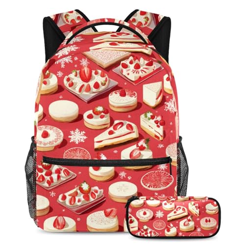 Ensemble ultime de 2 sacs d'école pour étudiants dessert rouge 40cm