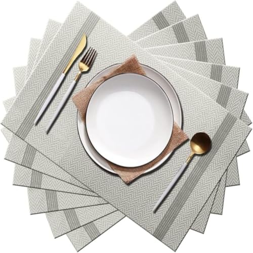 Image of Potency Table Mats Set of 4, Woven Placemate for Dining Table, Heat-Resistant Placemats Stain Resistant Anti-Skid Washable PVC Table Mats, Vinyl Placemats for Dining Kitchen Restaurant Table (31Cream)