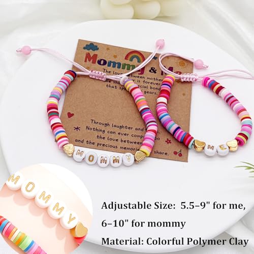 Image of First Day of School Matching Heart Bracelets for Mommy and Me,Back to School Supplies Gifts Mother and Daughter Bracelets
