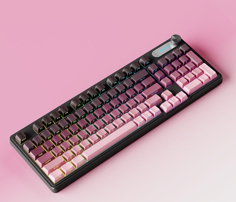 EWEADN V102 Wireless Keyboard 99 Keys Membrane Gaming Keyboard with Smart Display Knob Bluetooth 2 4GHz USB-C Computer