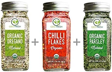 Organic Combo (Oregano 15g + Chilli Flakes 30g + Parsley 12g) - USDA Certified