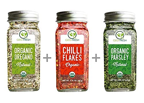 Organic Combo (Oregano 15g + Chilli Flakes 30g + Parsley 12g) - USDA Certified