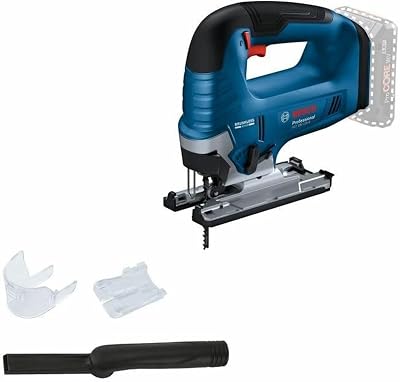 Bosch Professional 18V System scie sauteuse sans-fil GST 18V-125 B (avec poignée étrier, coupes inclinées jusqu’à un angle de 45°, 1 lame de scie, set d’aspiration)