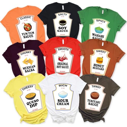 Condiment T-Shirts, Ketchup Mustard Mayonnaise Relish Ranch Halloween Costume Matching Shirt Patti Mayonnaise, Group Halloween Costume