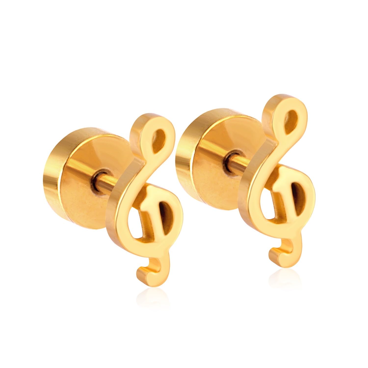 18K Gold Plated Cute Music Note for Girls Kids | Hypoallergenic Stud Earrings | Pack of 2-image-48