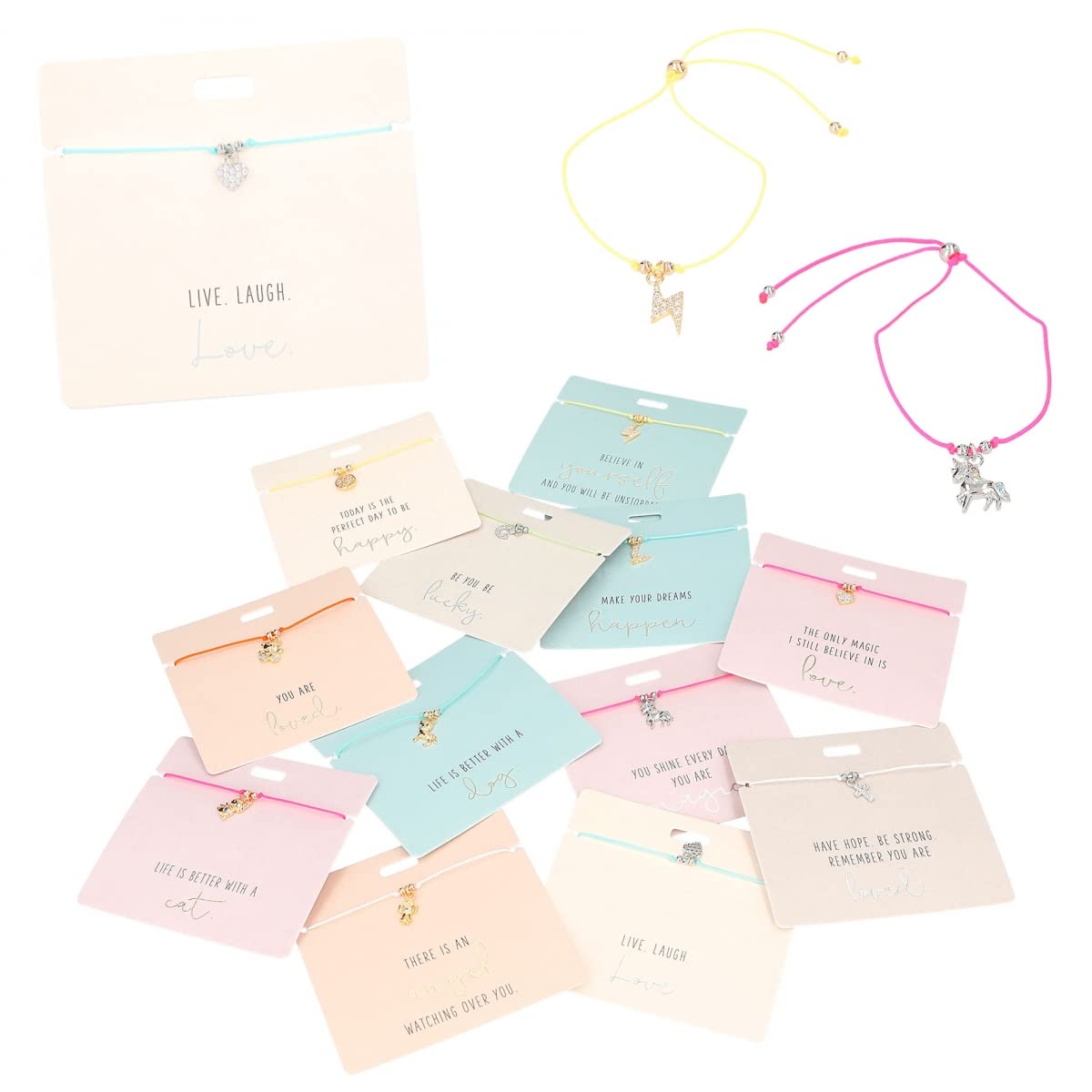 Depesche Bracciale Arancione 'You Are Loved' Con Orsetto Dorato E Perla - Lunghezza Regolabile, Regalo Per Amiche E Sorelle