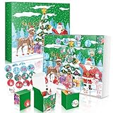 Linelglobal DIY Christmas Advent Calendar to Fill Empty Gift Box Set 2025-24 Days of Surprise Boxes for Kids, Family & Friends - Green