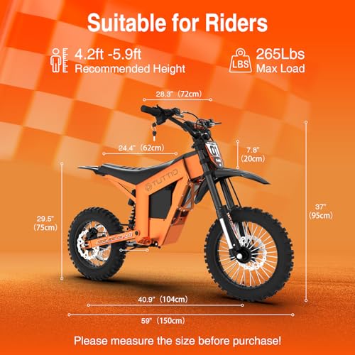 Image of Tuttio 2026 New Soleil01-LO Electric Dirt Bike, 3000W Mid-Drive Dirt Bike 220NM 37MPH, 14 inch /12 inch Off-Road Ebikes with 48V 21AH Battery, Full Suspensions E-Motorcycle for Adults Teens Adventure Mountain