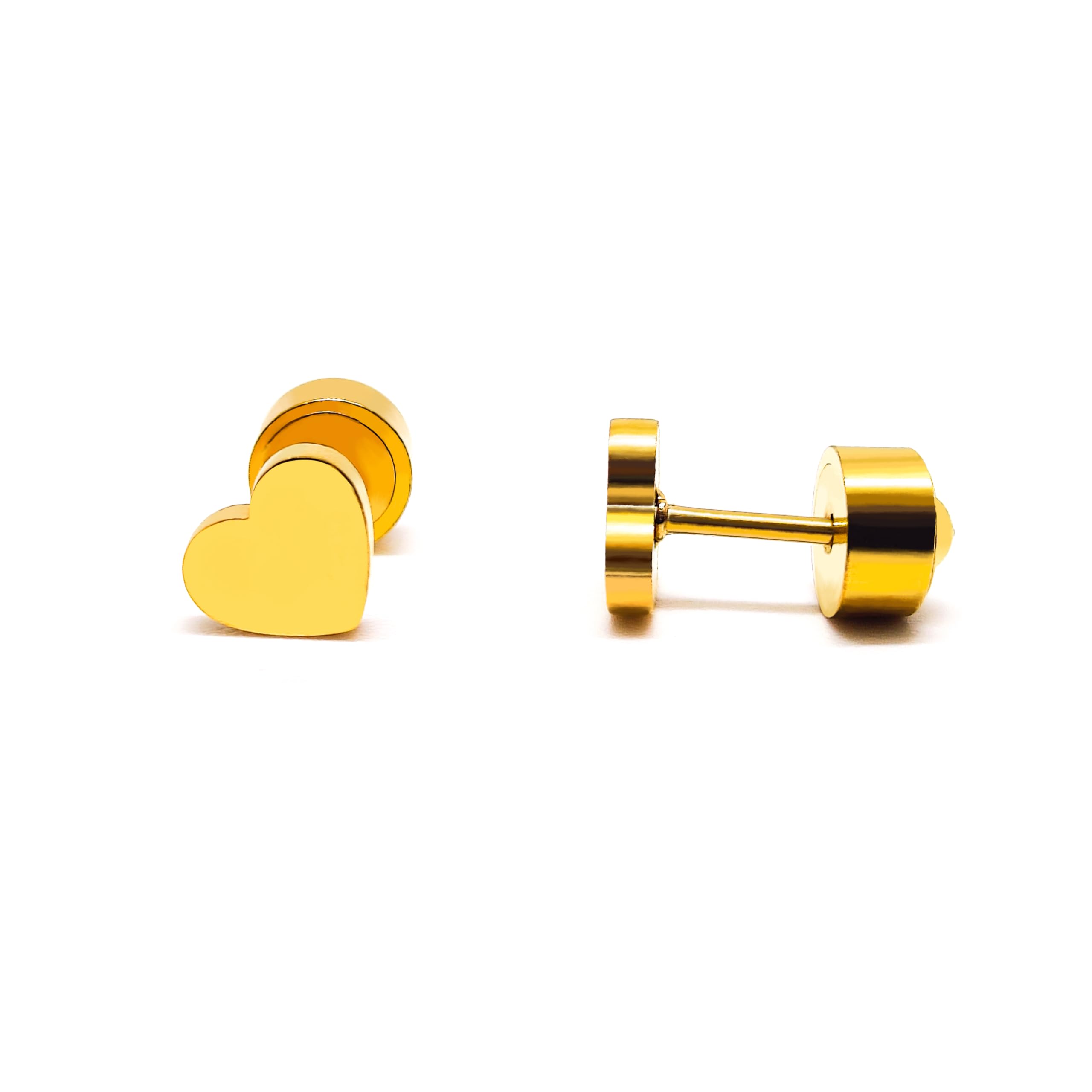 Candi Cove DesignsStud Earrings, Tiny Screw on Flatback Nap,18K Gold Flat Back Earrings for Piercing Jewelry Gift for Women
