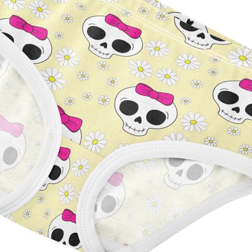 Joisal Cute Skulls Yellow Daisies Cute Panties Girl Toddlers Underwear Floral Cotton Designer Kids Briefs Undies 2t4
