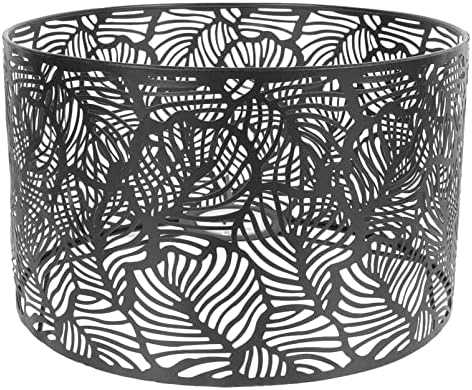 Beaupretty Decorative Drum Lamp Shade: Hollow Out Replacement Metal Lamp Shade E27/ E14Clip On Bulb Ceiling Pendant Fixture For Table Wall Floor Ceiling Lamp Black