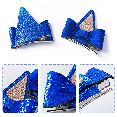 Blue Dog Ears Hair Clips Kids Hair Bow Barrettes Glitter Halloween Costume Accessories Toddler Girls Birthday Party Supplies Gift For Bluey #TOP1