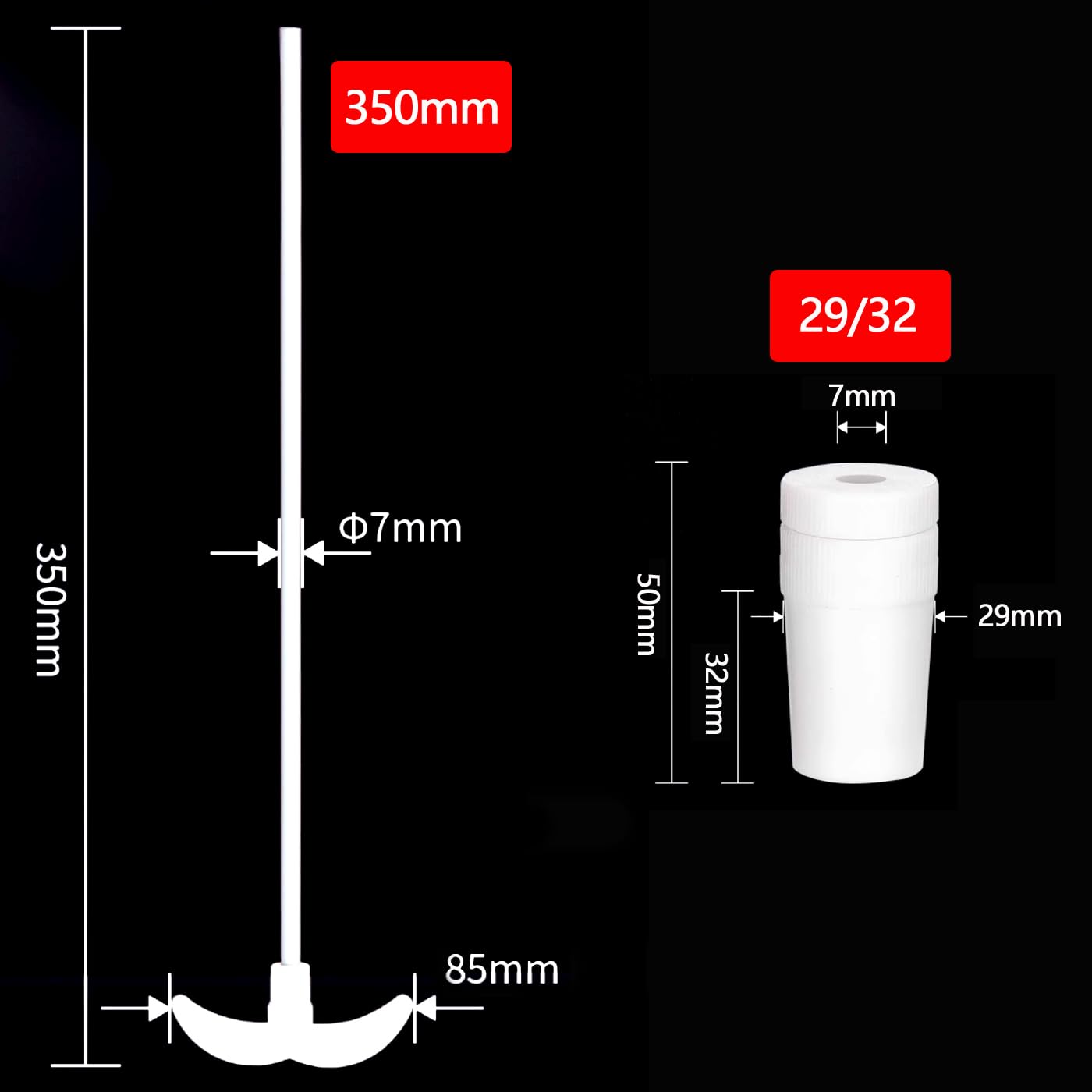 Agitatore con barra di miscelazione in PTFE Asta di agitazione in PTFE con tappo, resistente alle alte temperature e agli acidi, non adesiva, for uso di laboratorio