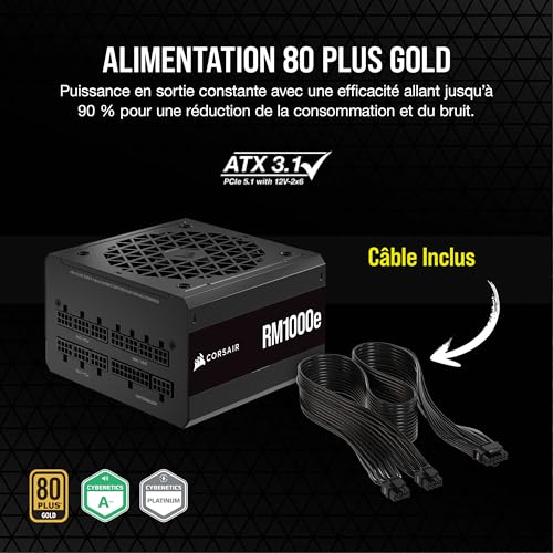 Corsair ATX RM1000e 80+ Gold Mod. CP 9020264 EU - vue 8