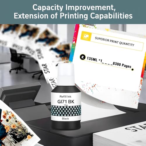 Image of KOSH GI-71 Refill Ink Compatible for Canon G1020,G2020,G2021,G2060,G3020,G3021,G3060 Printers (1, Black Pack of 1)