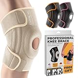 DR. BRACE ELITE Knee Brace with Side Stabilizers & Patella Gel Pads for Maximum Knee Pain Support and fast recovery for men and women- Please Check How To Size Video (Sandstone, Medium)