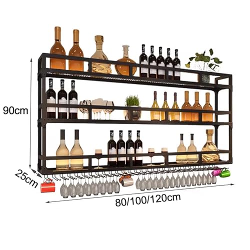 Casier à vin mural en métal avec support à verres à pied - 7