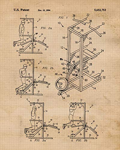Vintage Cross Fit Patent Art Poster Prints, Set of 6 (8x10) Unframed Photos, Great Wall Art Decor Gifts Under 20 for Home, Office, Garage, Man Cave, Gym, Student, Teacher, Coach, Trainers, Fan