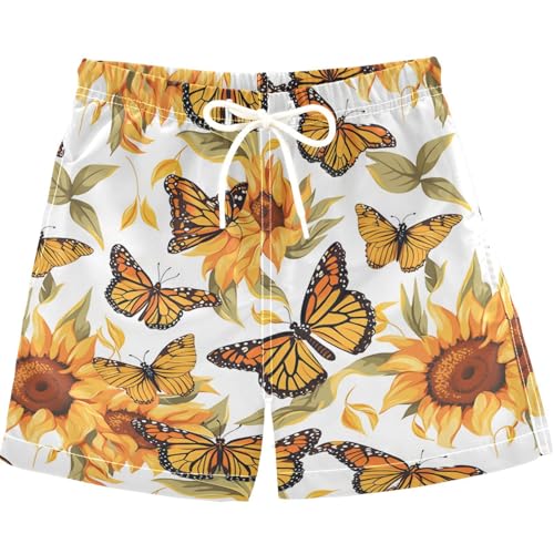 visesunny Summer Boy's Beach Shorts Monarch Butterfly Animal Quick Dry Swim Trunks Baby Boy Bathing Suit with Pockets