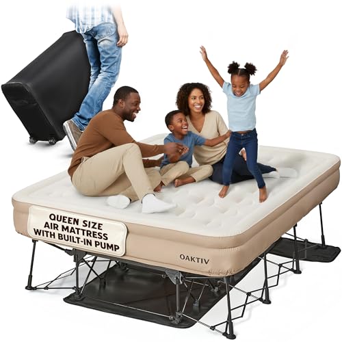 Oaktiv Queen Air Mattress with Frame, Self Inflating/Deflating Bed for Adults - PeakRest Blow Up...