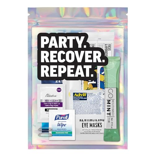 Hangover Kit – 10pc Pre-Filled Bags with Essential Recovery Supplies – 21st Birthday Gifts for Her, Bachelorette Party Favors, Girls Trip Must-Haves, Wedding Weekend Celebration Essentials