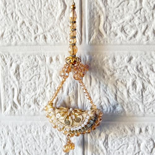 Image of Adikala Craft Store Handmade Ethnic Latkan Tassel Set of 2 for Saree Pallu, Blouse, Suits, Dupatta, Lehenga Decor (Golden Cushion)