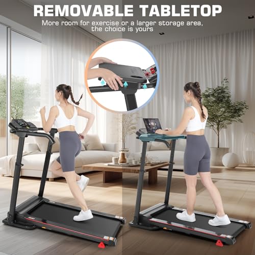Image of Treadmill with Desk Workstation, Adjustable Height Foldable with Incline, 3 in 1 Treadmill with Removable Desk, Treadmills for Home Small, Powerful Walking Running Machine(Black)