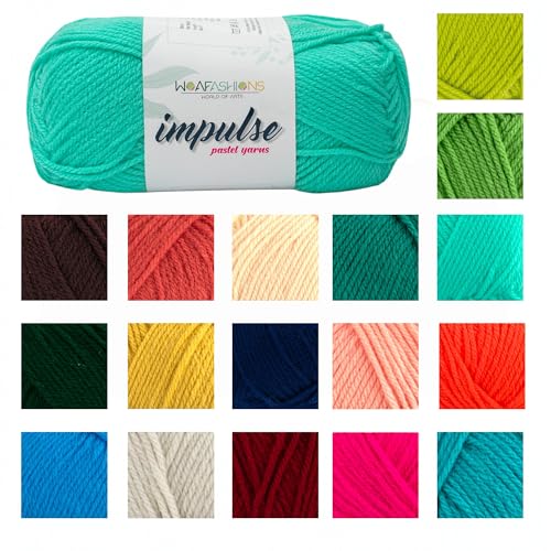 Image of WOAFashions Impulse Hand Knitting & Crochet Yarn, Premium Acrylic, 4 : Medium (Medium Turquoise) (2x100gms / 3.5oz / 200mtr / 218yds)