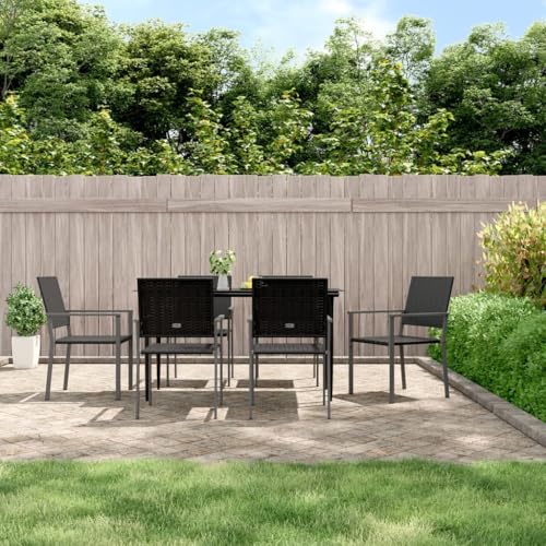 ShGaxin Sillas de jardín 6 uds ratán sintético Negro 54x62,5x89 cm, Sillas Terraza Exterior, Sillas Balcon, Muebele Conjuntos, Sillas Jardin Exterior, Silla Terraza, Muebles De Jardin