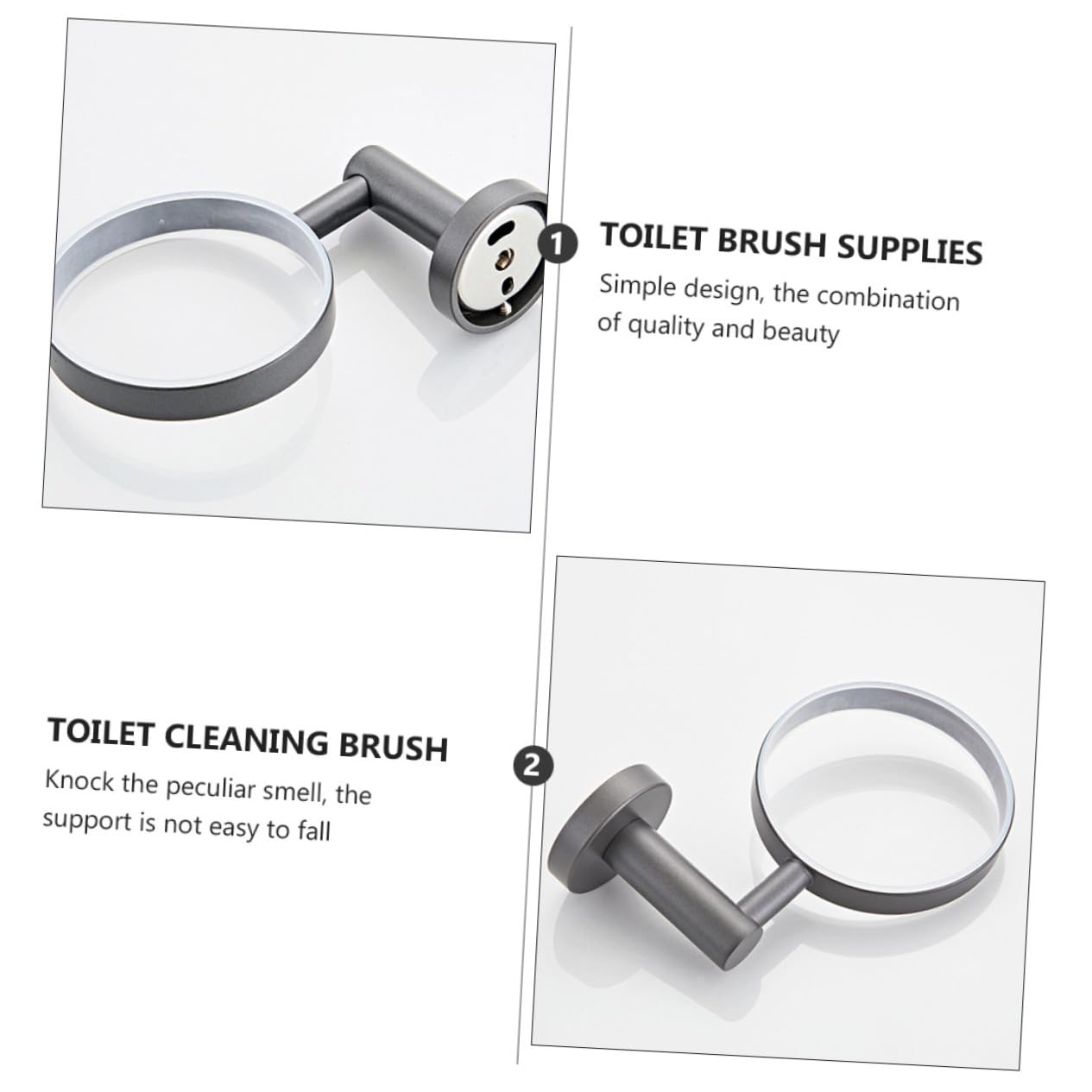 Homoyoyo Escobilla de Baño con Mango y Base de Vidrio Mate Cepillo de Limpieza de Inodoro con Soporte de Pared Resistente y para Limpieza Profunda