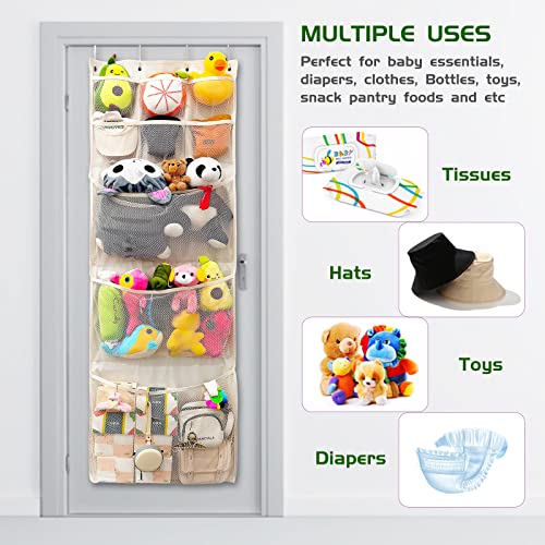 Stuffed Animal Storage, Over The Door Organizer Storage For Stuffed Animals Holder, Animals Storage Bag For Room Bathroom Behind Door Storage Organizer, 3 Large & 6 Small Breathable Dense Mesh Pockets #TOP5