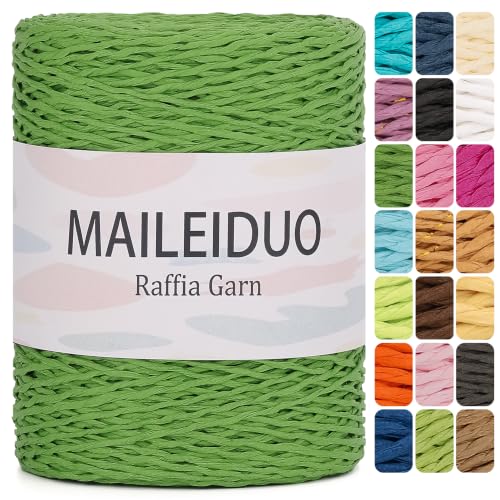 Image of Raffia Yarn for Crochet Bags Raffia Ribbon for Gift Wrapping 2mm X 328 Yards Raffia String Paper Ribbon Yarn for Sun Hat Beach Bag Crochet Crafting DIY Crafts