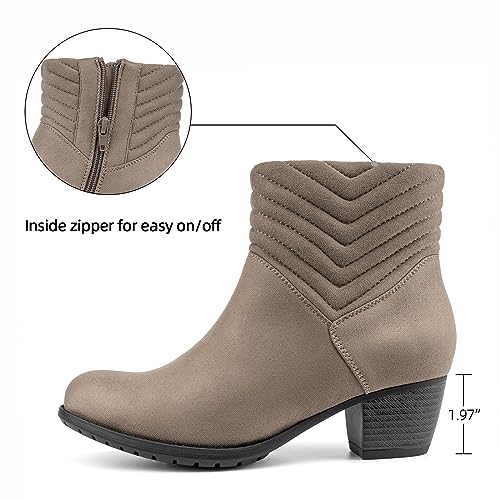 VJH confort Women's Ankle Boots, Round Toe Low heel Comfort Dress Booties with Zipper2