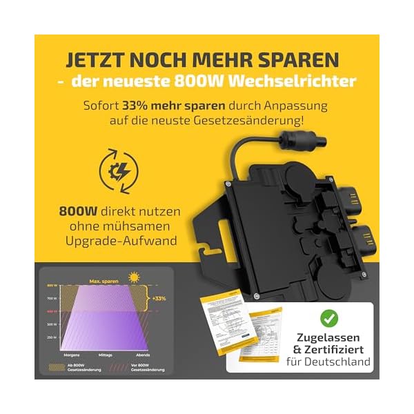 Solakon® 880W Balkonkraftwerk 800W / 600W komplett Steckdose - Upgradebarer Wechselrichter - 440W Bifaziale Solarmodule & 600W/800W Wechselrichter & Zubehör – Bild 3