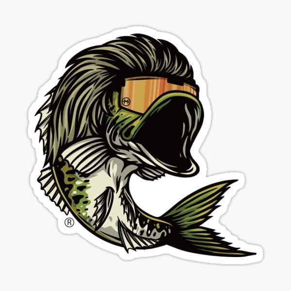 Bass Mullet 3 pcs Fishing Sticker, 2 Inches - Vinyl Waterproof Decal for Yeti Cup, Car, Laptop, Wall, Window, Bumper