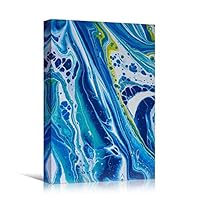 Canvas Wall Art Liquid Abstract Colorful Decorative Elements Mixed Media Multicolor Swirly - 12x18 inches