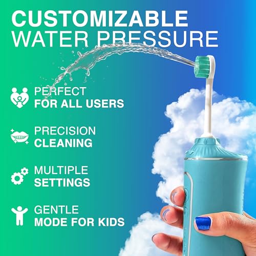 Image of Professional Water Flosser - Advanced Dental Care for a Healthier Mouth, Gum, and Teeth - IPX7 Waterproof Oral Irrigator | 7 Replacement Tips, Travel-Friendly, Rechargeable - Oral Hygiene (Green)