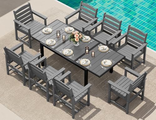 SERWALL 9-Piece Outdoor Dining Set, 60" - 83" Expandable Outdoor ...