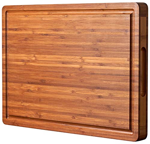 Comparison: Best Wood For Cheese Board 10 Bamboo Wood Cutting Board for Kitchen, 1" Thick Butcher Block, Cheese Charcuterie Board, with Side Handles and Juice Grooves, 16x11"