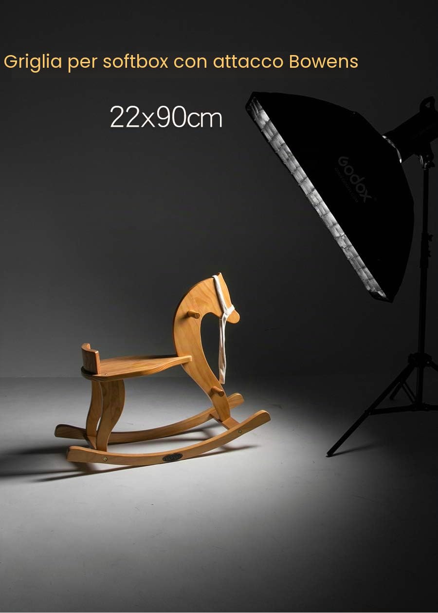 Godox Lichtleiste mit Wabengitter für Softbox Bowens-Halterung, kompatibel mit Godox S-Type Studioblitzleuchten (2pcs FW22x90cm)