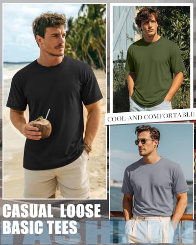 Image of Neer 3 Pack Big and Tall T-Shirts for Men L-7xl Tops | Large Casual Stretch Workout Tees, Short Sleeve Crewneck Oversized Shirts, Classic Summer Outfits, Comfy Basic Loose Clothes